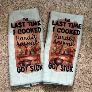 Humorous Kitchen Towels with Cooking Quote